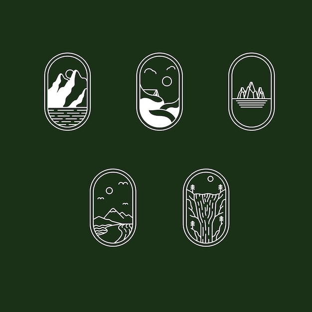 Conjunto de diseño de logotipo de naturaleza