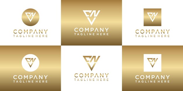 Conjunto de diseño de logotipo de oro monograma creativo
