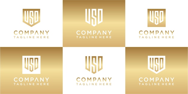 Conjunto de diseño de logotipo de oro monograma creativo