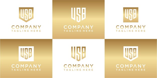 Conjunto de diseño de logotipo de oro monograma creativo