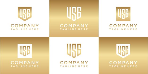 Conjunto de diseño de logotipo de oro monograma creativo