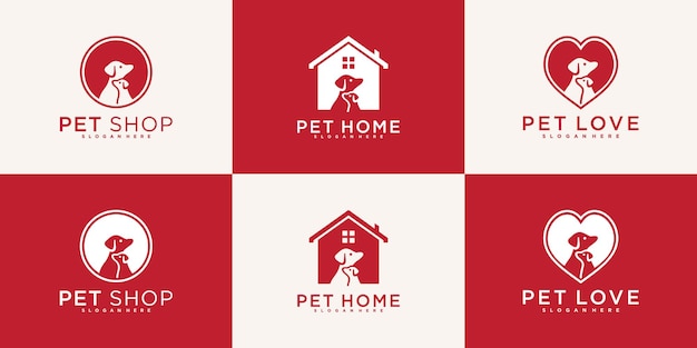 Conjunto de diseño de logotipo de perro mascota creativo con concepto moderno y genial premium vekto