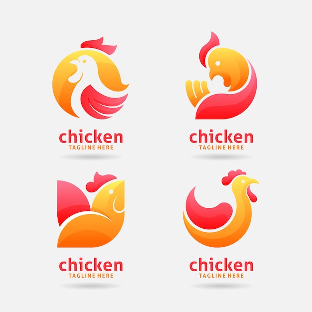 Conjunto de diseño de logotipo de pollo