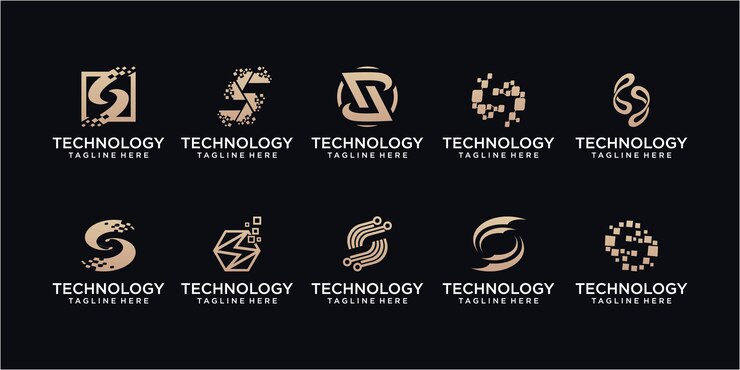 Vector conjunto de diseño de logotipo de punto de letra s de tecnología. s inicial para tecnología de símbolos, internet, sistema, inteligencia artificial y computadora. inspiración diseño de logotipo moderno.