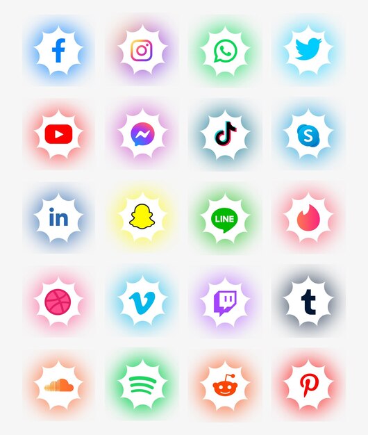 Conjunto de diseño de logotipo de redes sociales 2022