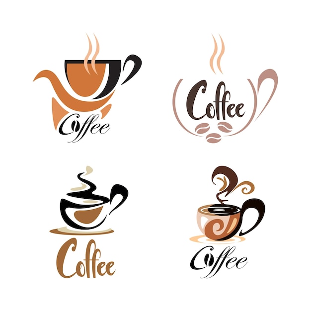 Conjunto de diseño de logotipo de taza de café