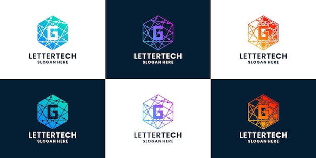 Conjunto de diseño de logotipo de tecnología degradado letra G para su negocio