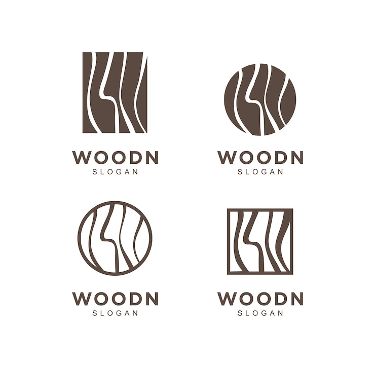 Vector conjunto de diseño de logotipo de textura de madera