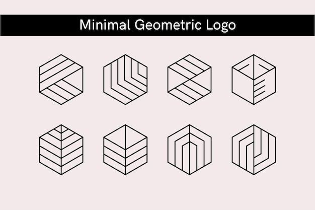 Conjunto de diseño de logotipo de vector mínimo geométrico premium