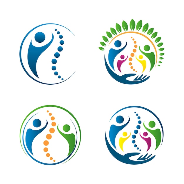 Conjunto de diseño de logotipo vectorial quiropráctico