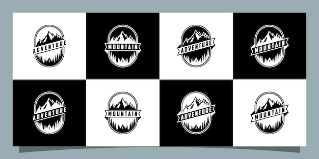Conjunto de diseño de logotipo vintage adventure y montaña vector premium