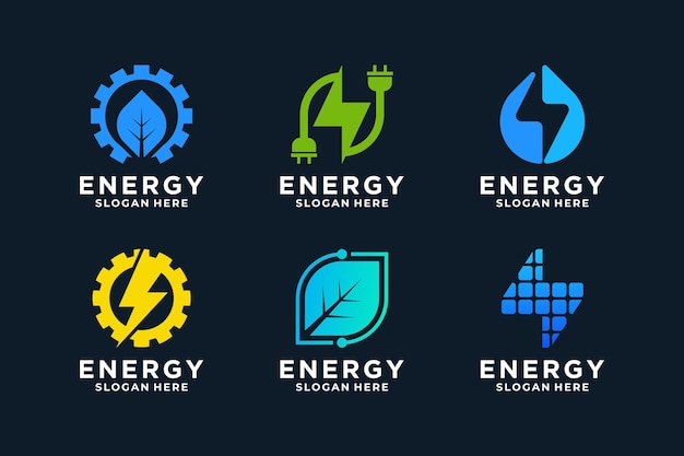 Vector conjunto de diseño de logotipos de energía colección de logotipos de energía solar