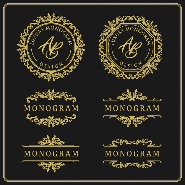 Conjunto de diseño de lujo para bodas y decoración.