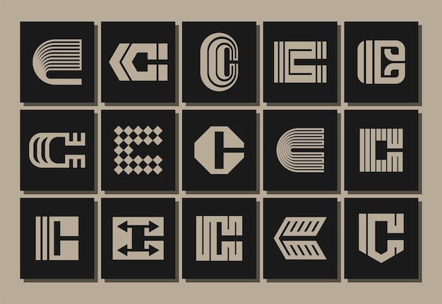 Conjunto de diseño de marca del logotipo de la letra C de la línea de mezcla