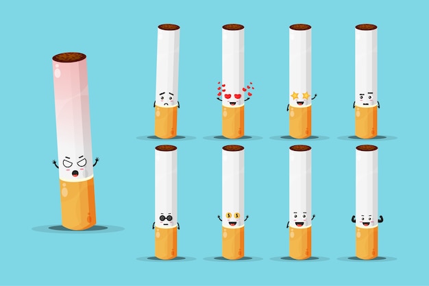 Conjunto de diseño de mascota de cigarrillo lindo