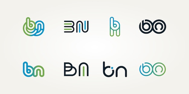 Conjunto de diseño minimalista del ejemplo del vector de la plantilla del logotipo del icono de la letra inicial de BN