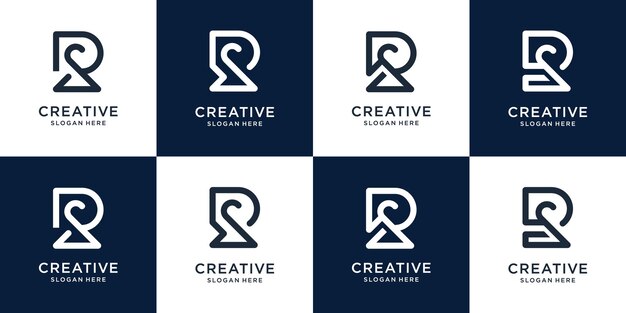 Conjunto de diseño minimalista de logo creativo r. concepto abstracto logo r inicial para su empresa comercial.