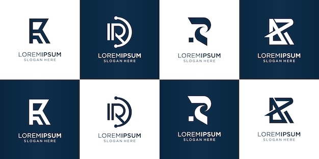 Conjunto de diseño minimalista de logo creativo r. concepto abstracto logo r inicial para su empresa comercial.