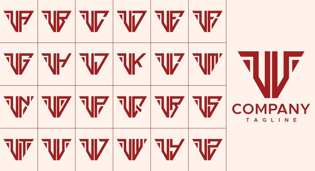 Conjunto de diseño moderno del logotipo de la letra U del triángulo.