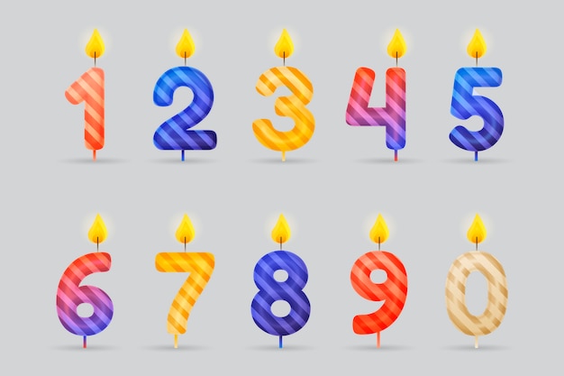 Conjunto de diseño de números de cumpleaños degradados