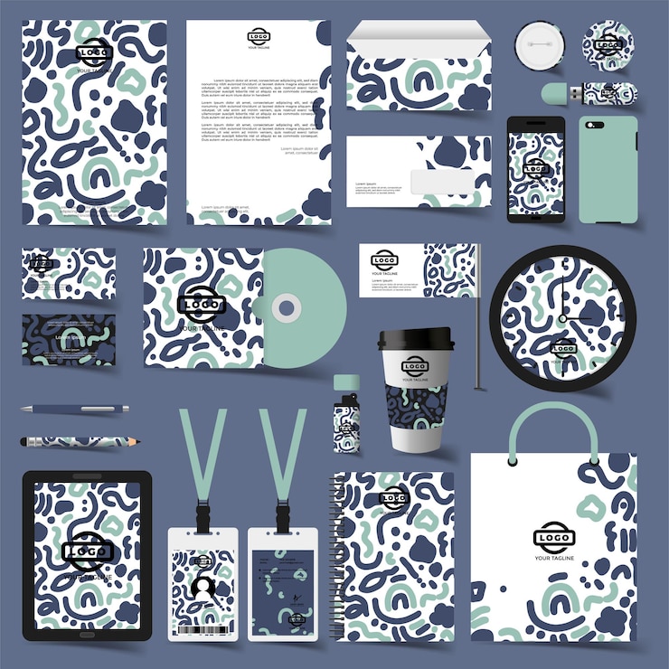 Vector conjunto de diseño de papelería en formato vectorial
