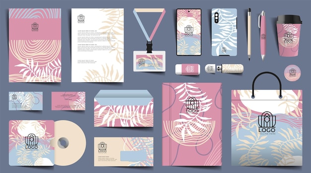 Conjunto de diseño de papelería en formato vectorial