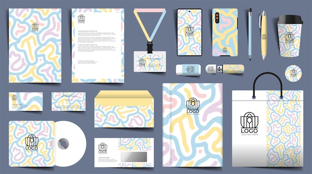 Conjunto de diseño de papelería en formato vectorial