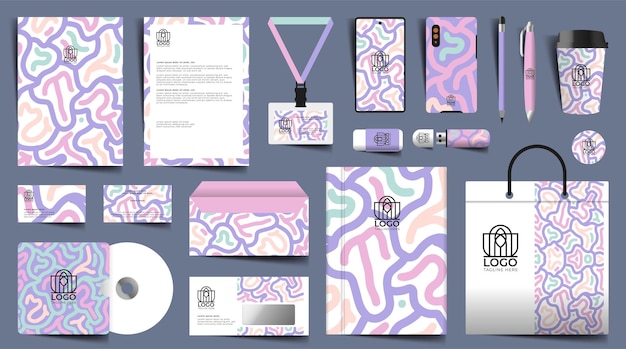 Conjunto de diseño de papelería en formato vectorial