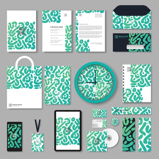 Conjunto de diseño de papelería en formato vectorial