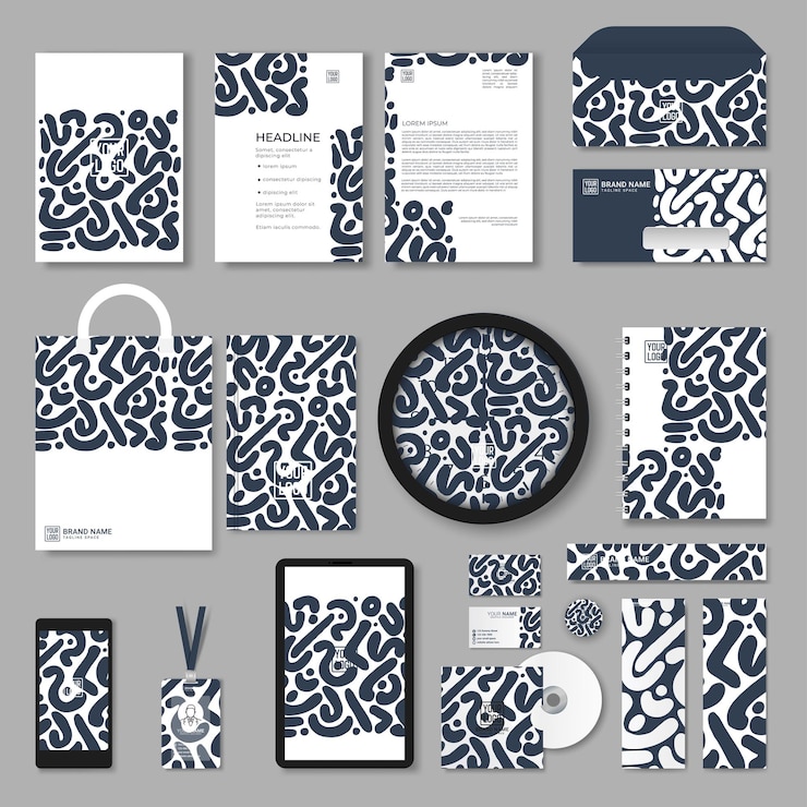 Vector conjunto de diseño de papelería en formato vectorial