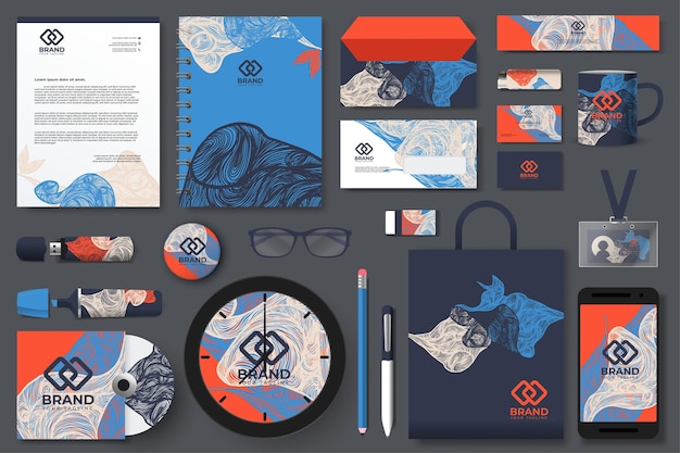 Conjunto de diseño de papelería en formato vectorial