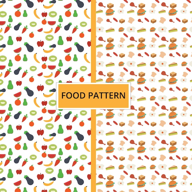 Vector conjunto de diseño de patrones de alimentos con 2 variaciones