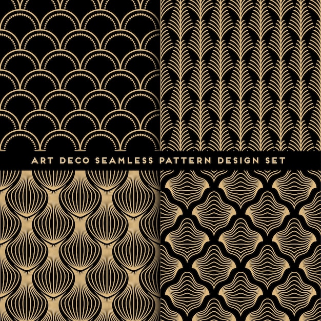 Vector conjunto de diseño de patrones sin fisuras de estilo art deco