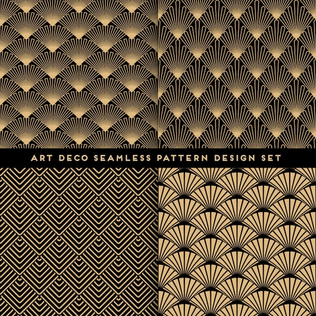 Conjunto de diseño de patrones sin fisuras de estilo art deco