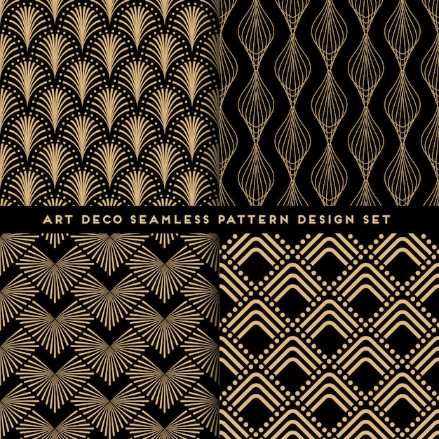 Vector conjunto de diseño de patrones sin fisuras de estilo art deco