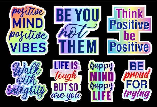 Conjunto de diseño de pegatinas inspiradoras Vector gráfico