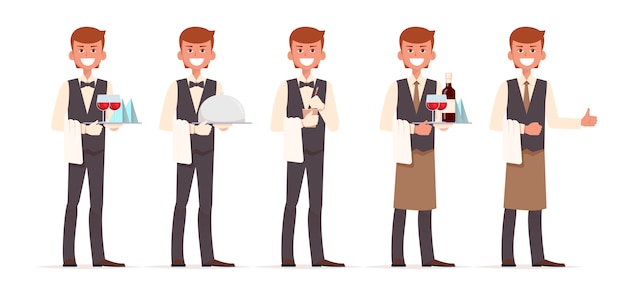 Conjunto de diseño de personajes de camarero