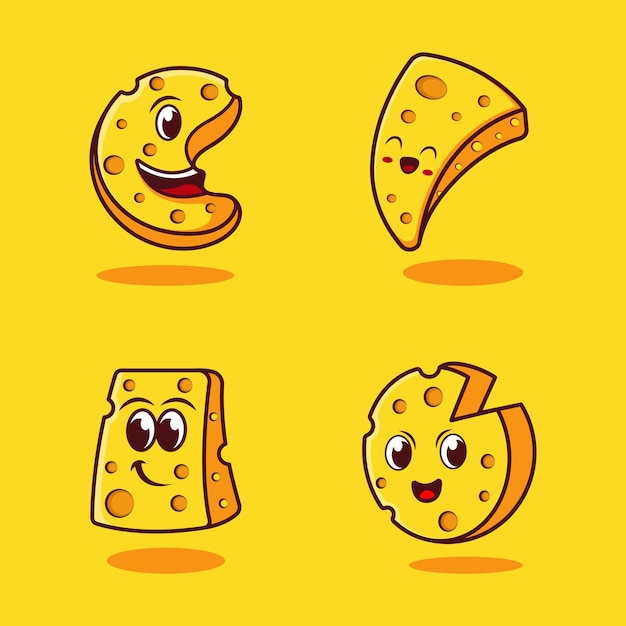 Conjunto de diseño de personajes de queso.