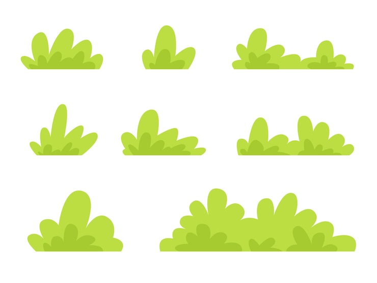 Vector conjunto de diseño plano de hoja de arbusto verde para decorar diseño de ilustración