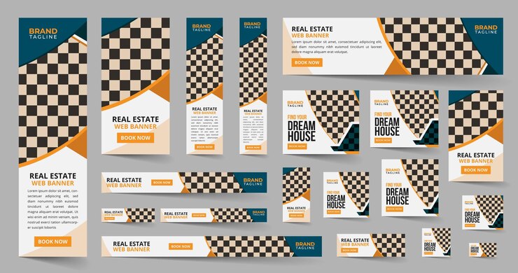 Vector conjunto de diseño de plantilla de banner de anuncios web de bienes raíces corporativos