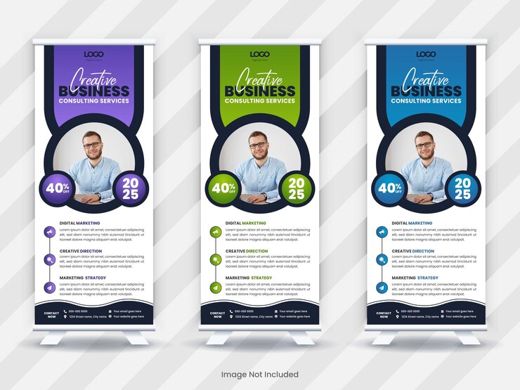 Conjunto de diseño de plantilla de banner enrollable para negocios Banner enrollable para stand de negocios corporativos