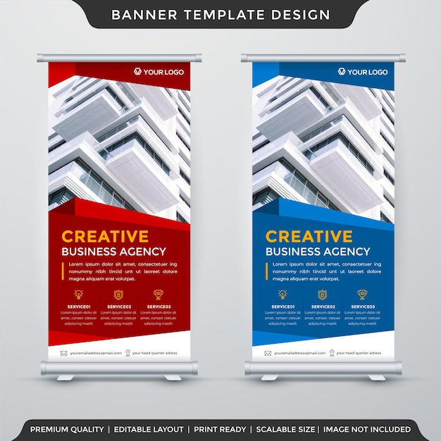 Conjunto de diseño de plantilla de banner de stand de negocios con resumen y