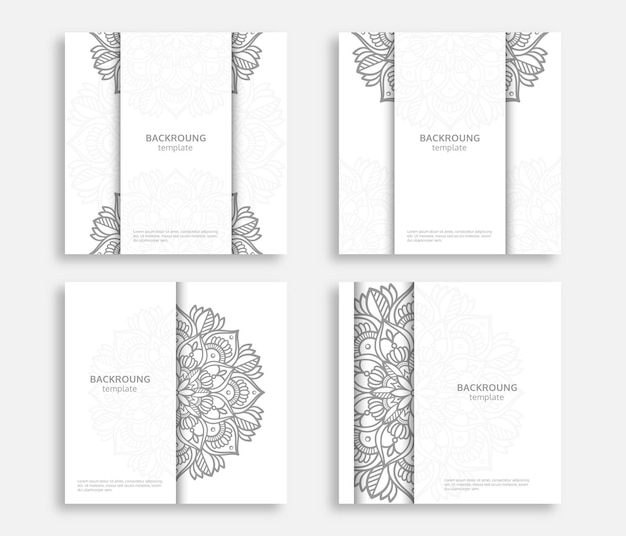 Vector conjunto de diseño de plantilla de fondo de mandala detallado