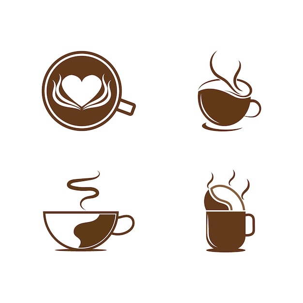 Conjunto de diseño de plantilla de ilustración de vector de icono de taza de café