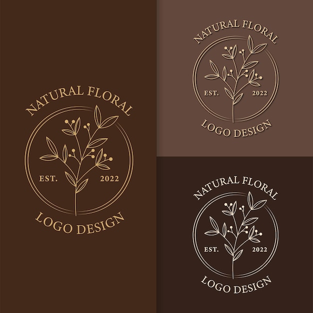 conjunto de diseño de plantilla de logotipo de arte de línea floral mínima