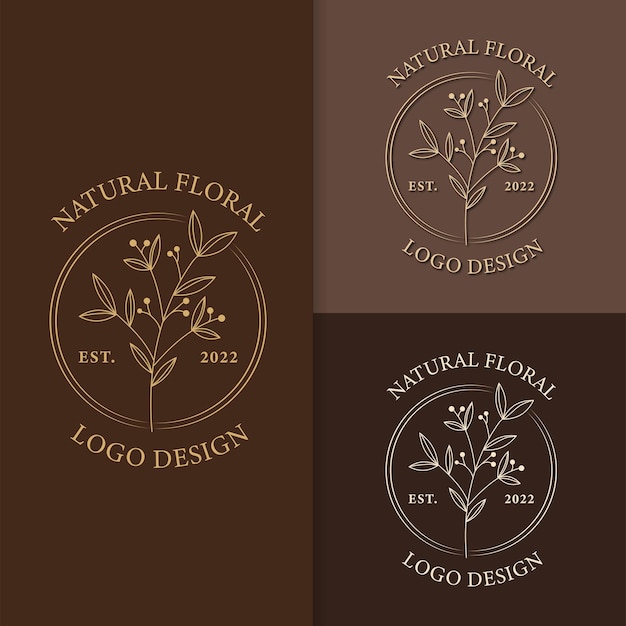 conjunto de diseño de plantilla de logotipo de arte de línea floral mínima