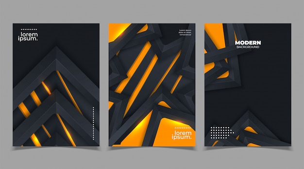Conjunto de diseño de plantilla de portada en estilo abstracto