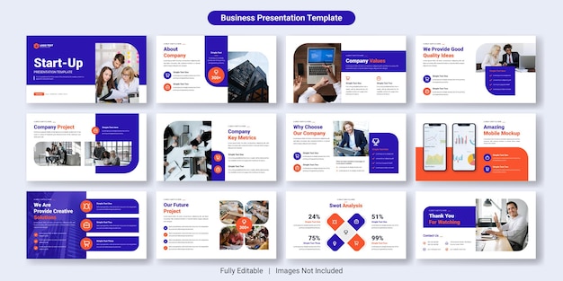 Conjunto de diseño de plantillas de diapositivas de presentación de powerpoint de negocios creativos