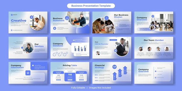 Conjunto de diseño de plantillas de diapositivas de presentación de powerpoint de negocios creativos