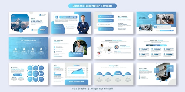 Conjunto de diseño de plantillas de diapositivas de presentación de PowerPoint de negocios creativos
